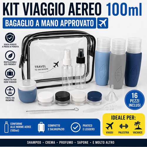 Kit bottiglie viaggio aereo - viaggio,